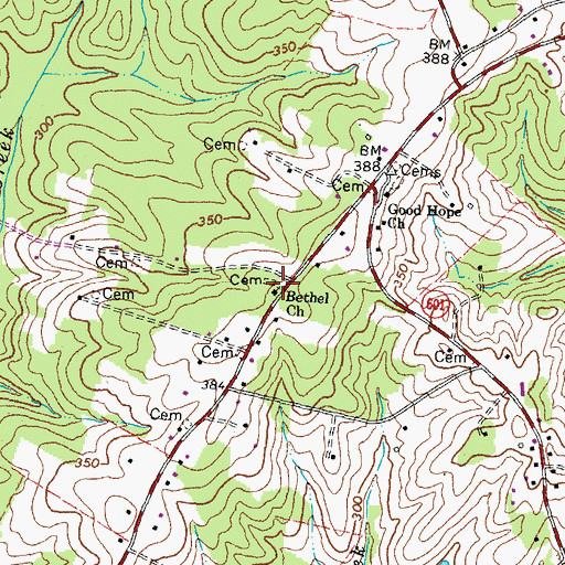 Topographic Map of Bethel Christian Church Cemetery, VA