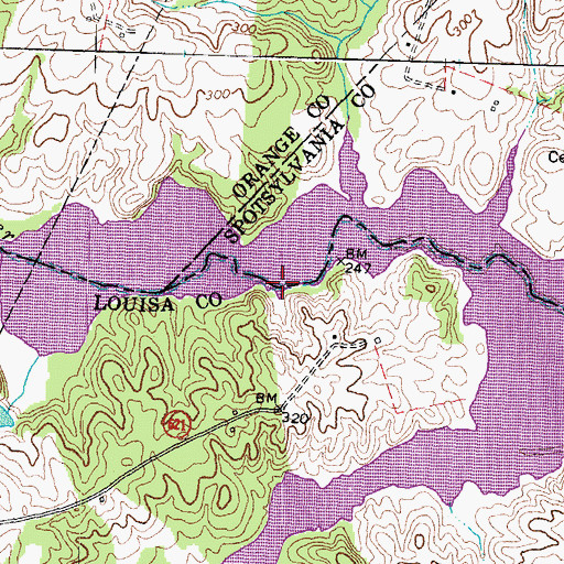 Topographic Map of Carpenters Ford (historical), VA