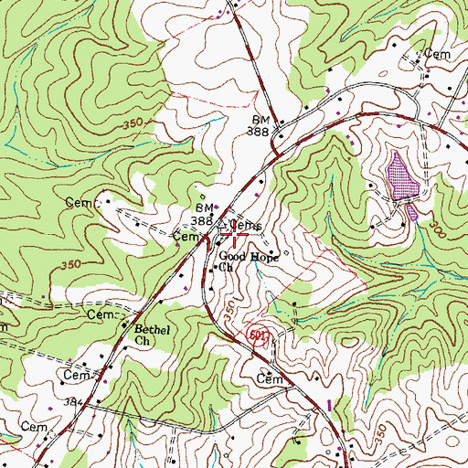 Topographic Map of Good Hope Baptist Church Cemetery, VA