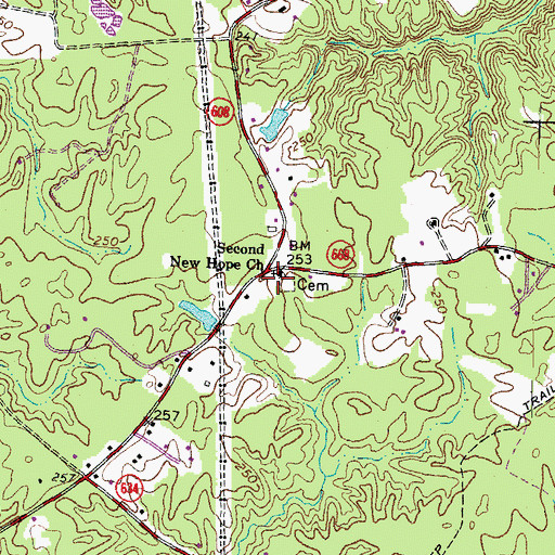 Topographic Map of Second New Hope Baptist Church Cemetery, VA