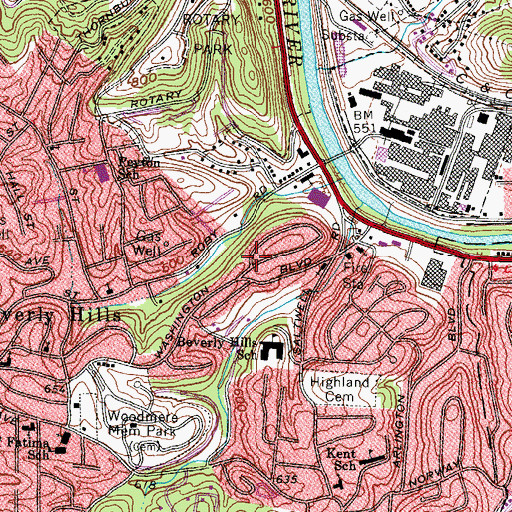 Topographic Map of Anita Heights, WV