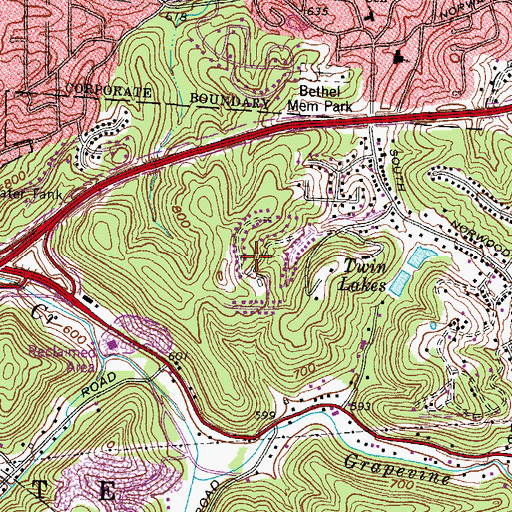 Topographic Map of Belmont Park, WV