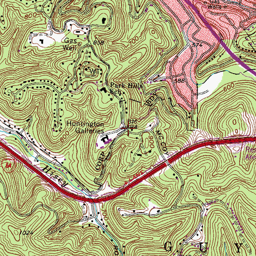 Topographic Map of Freeman Estates, WV