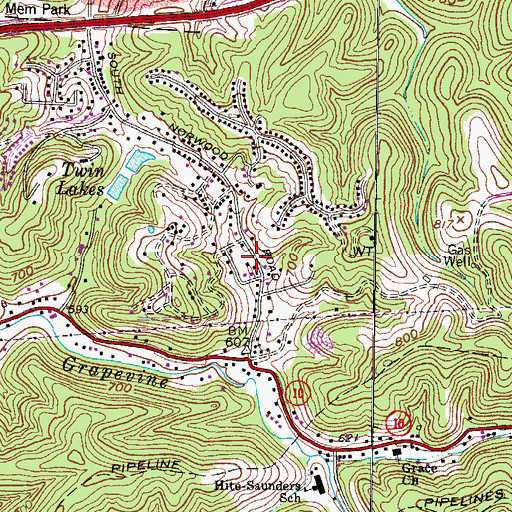 Topographic Map of Garden Farms, WV