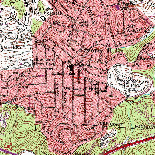 Topographic Map of Gaylersville, WV