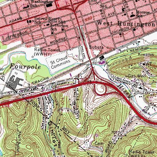 Topographic Map of Harveytown School (historical), WV