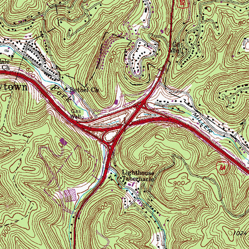 Topographic Map of Interchange 8, WV