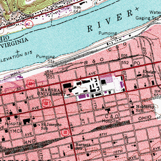 Topographic Map of James E Morrow Library, WV
