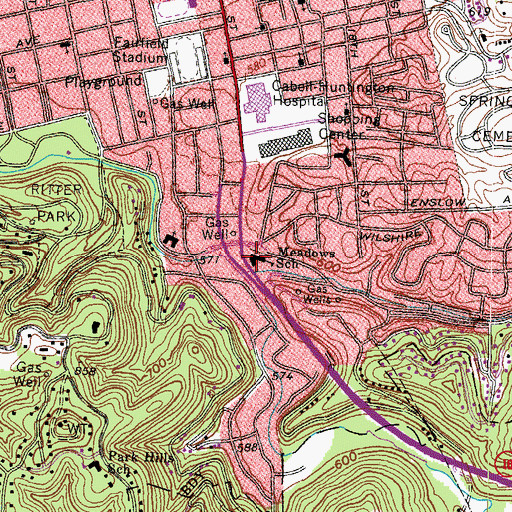 Topographic Map of Meadows Elementary School, WV