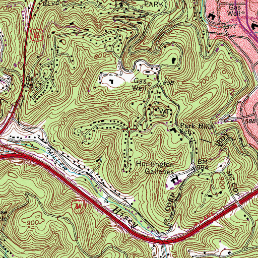Topographic Map of Park Hills, WV