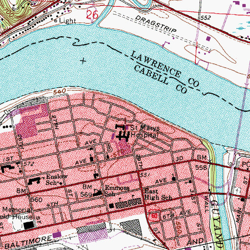 Topographic Map of Saint Marys Convent, WV