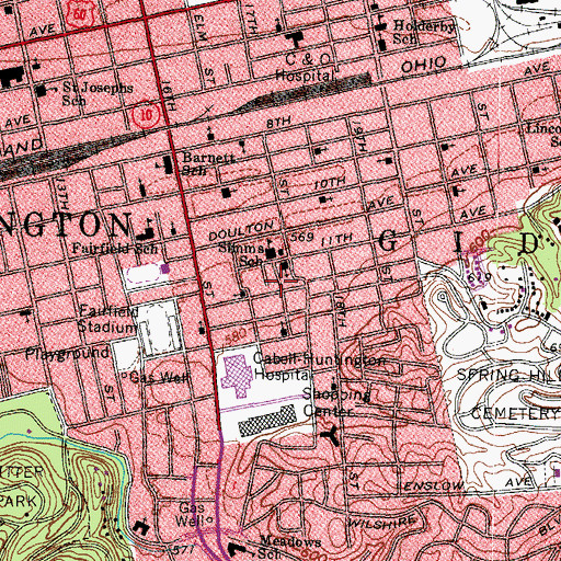 Topographic Map of Shiloah Baptist Church, WV