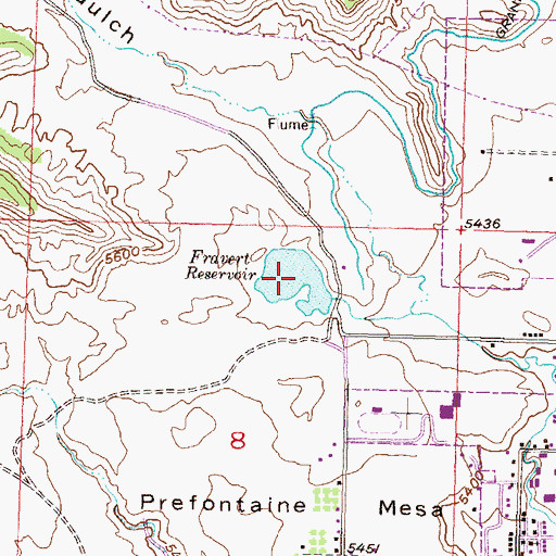 Topographic Map of Fravert Reservoir, CO