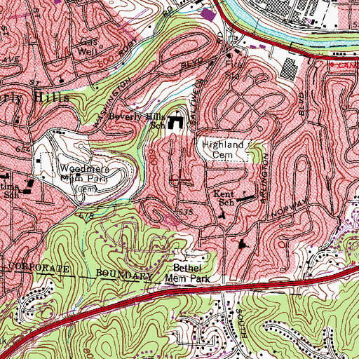 Topographic Map of Stamford Park, WV