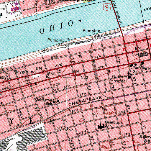 Topographic Map of Biggs Armory (historical), WV