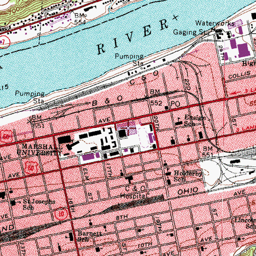 Topographic Map of Cam Henderson Center, WV