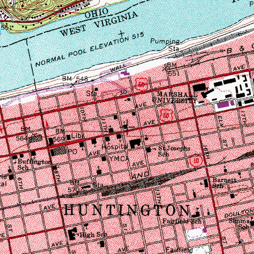 Topographic Map of Central Christian Church, WV