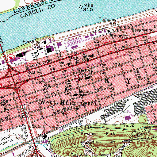 Topographic Map of Central United Methodist Church, WV