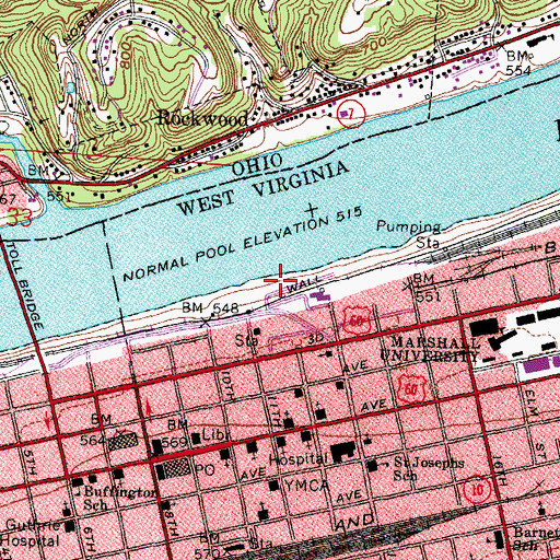 Topographic Map of David Harris Riverfront Park, WV