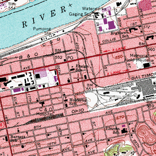 Topographic Map of Fifth Avenue Church of God, WV