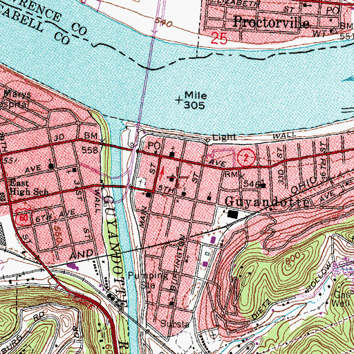Topographic Map of First Baptist Church, WV