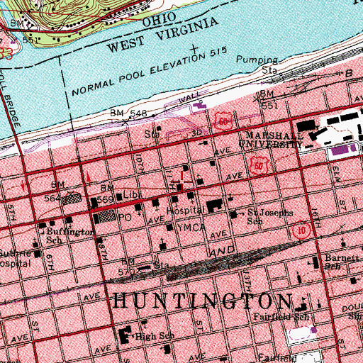 Topographic Map of First United Methodist Church, WV
