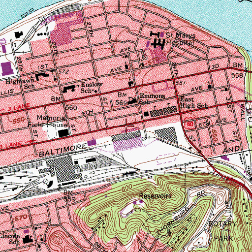 Topographic Map of Huntington Evangelistic Center, WV