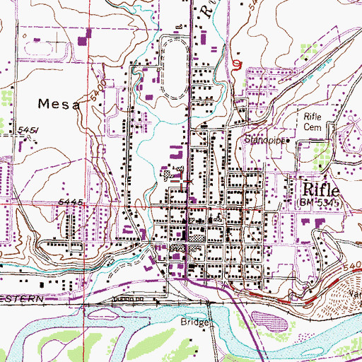 Topographic Map of Rifle, CO
