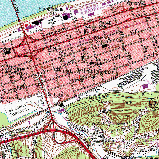 Topographic Map of Jackson Avenue Independent Holiness Church of God, WV