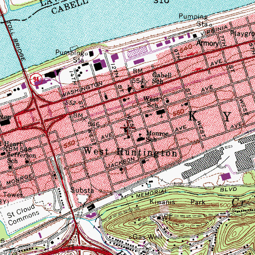 Topographic Map of Madison Avenue Christian Church, WV
