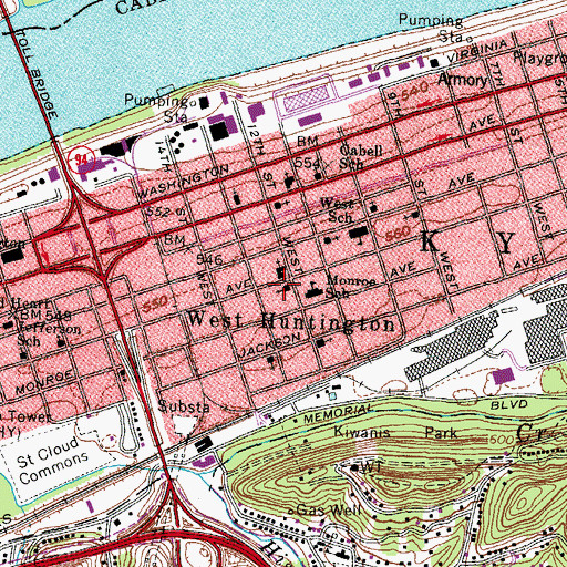 Topographic Map of Madison Avenue Church of God, WV