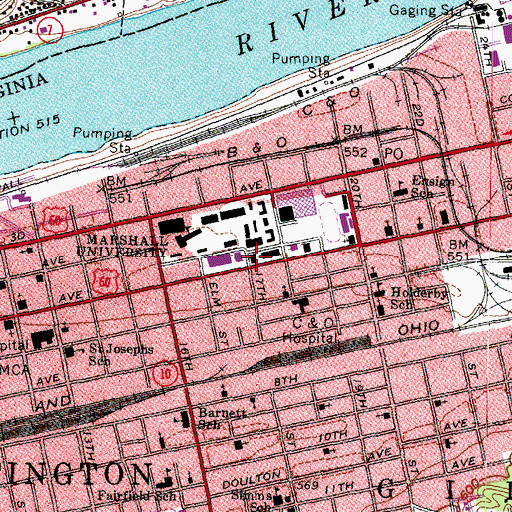 Topographic Map of Marshall Junior High School (historical), WV
