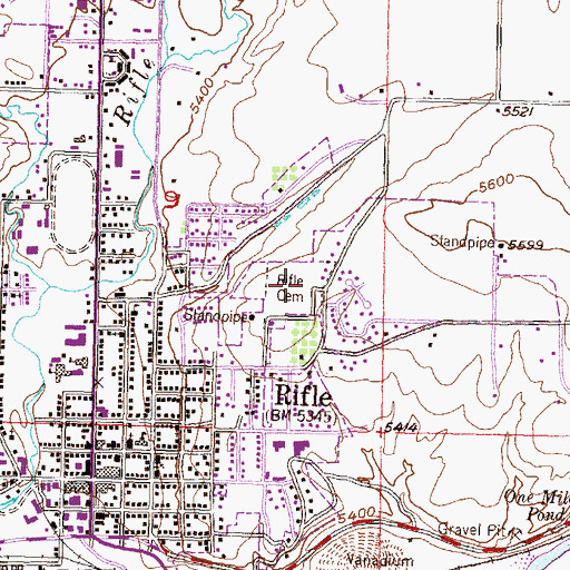 Topographic Map of Rose Hill Cemetery, CO
