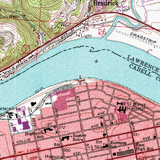 Topographic Map of Riverside Park, WV