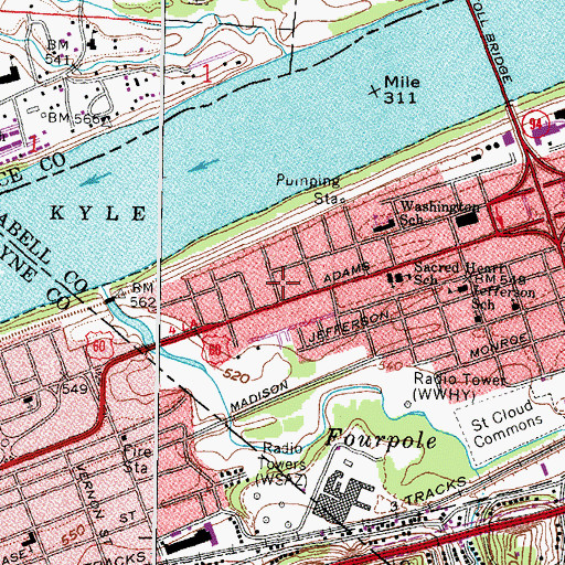 Topographic Map of Saint Peters Episcopal Church, WV