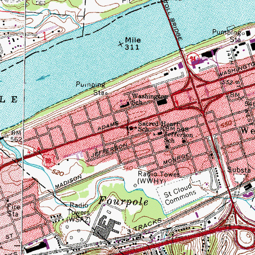 Topographic Map of Sacred Heart Roman Catholic Church, WV