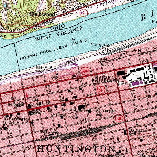 Topographic Map of Salvation Army Chapel, WV