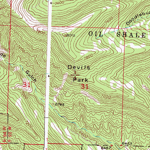Topographic Map of Devils Park, CO