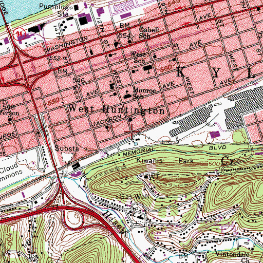Topographic Map of South Side United Methodist Church, WV