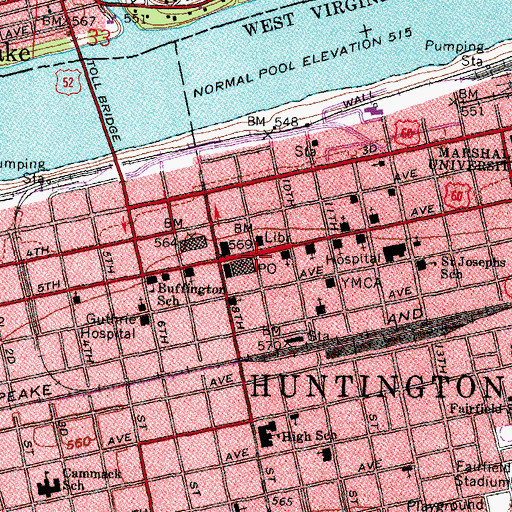 Topographic Map of Trinity Episcopal Church (historical), WV