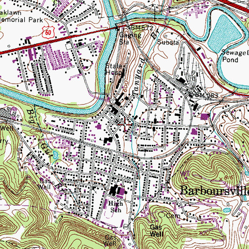 Topographic Map of Barboursville Branch Cabell County Library, WV