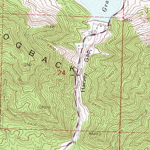 Topographic Map of Harvey Gap, CO
