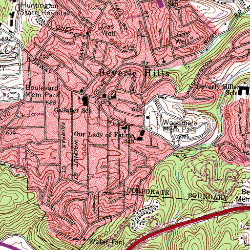Topographic Map of Beverly Hills Presbyterian Church, WV