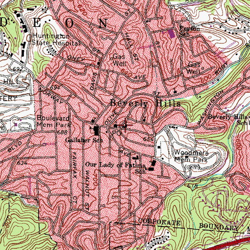 Topographic Map of Beverly Hills United Methodist Church, WV