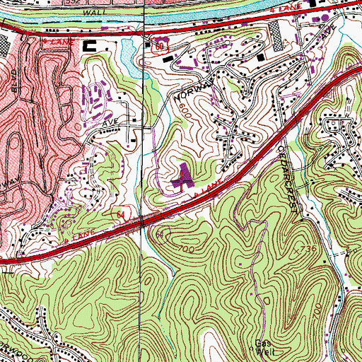 Topographic Map of Cabell County Career Technology Center, WV