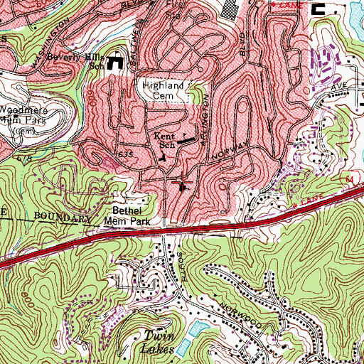 Topographic Map of Crossroads Baptist Church, WV