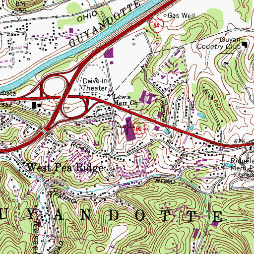 Topographic Map of East Hills Mall Shopping Center, WV
