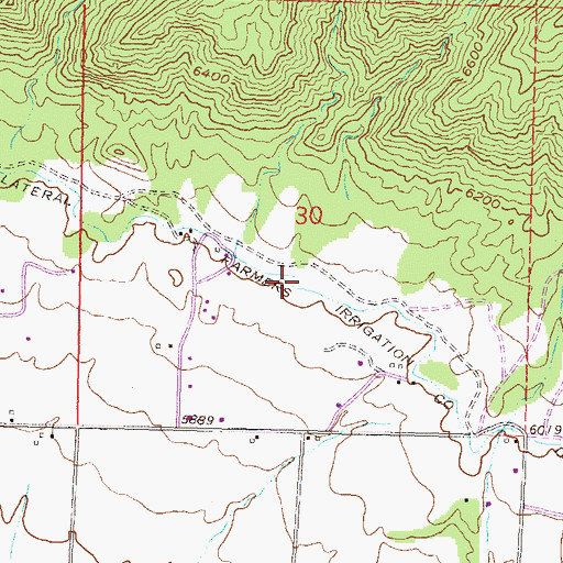 Topographic Map of East Lateral Farmers Irrigation Company Ditch, CO