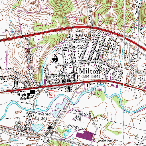 Topographic Map of First United Methodist Church, WV