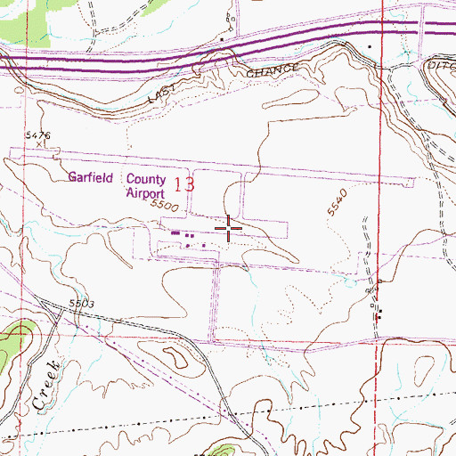Topographic Map of Rifle Garfield County Airport, CO